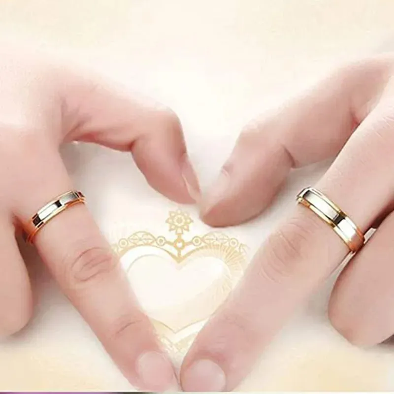 Luxury Design Stainless Steel Couple Rings Simple Engagement Wedding Rings Exquisite Promise Ring Romantic