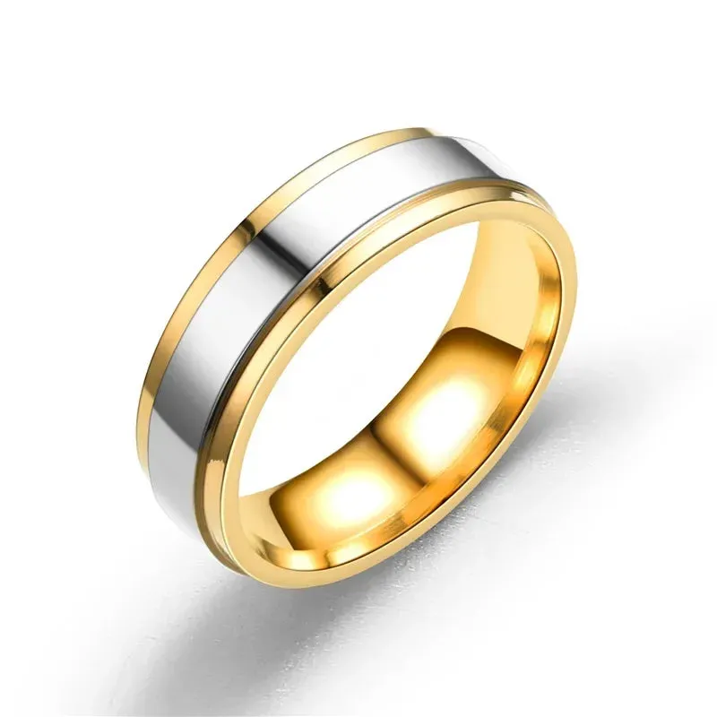 Luxury Design Stainless Steel Couple Rings Simple Engagement Wedding Rings Exquisite Promise Ring Romantic