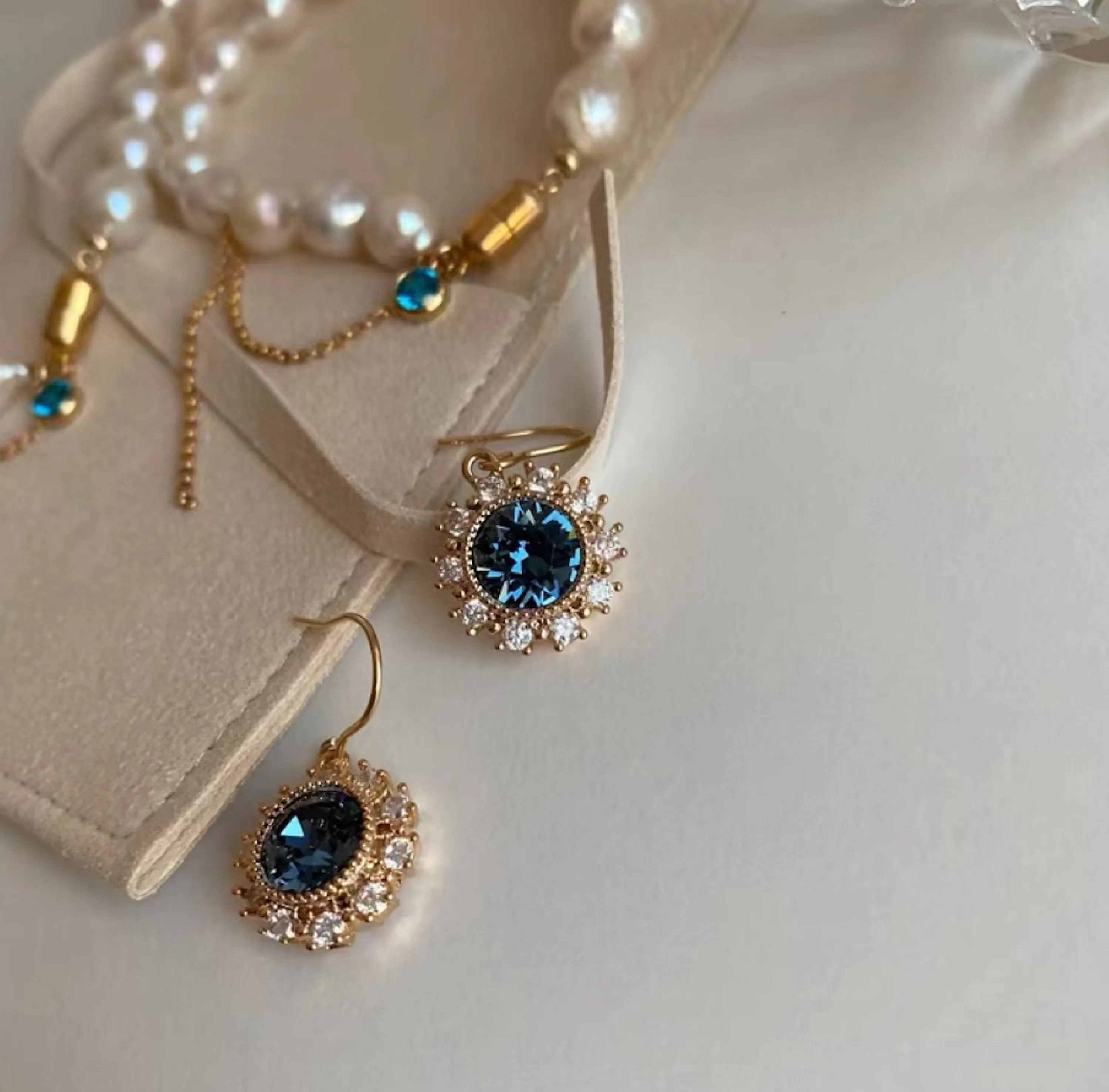 Luxury Sapphire Blue Gemstone Drop Earrings