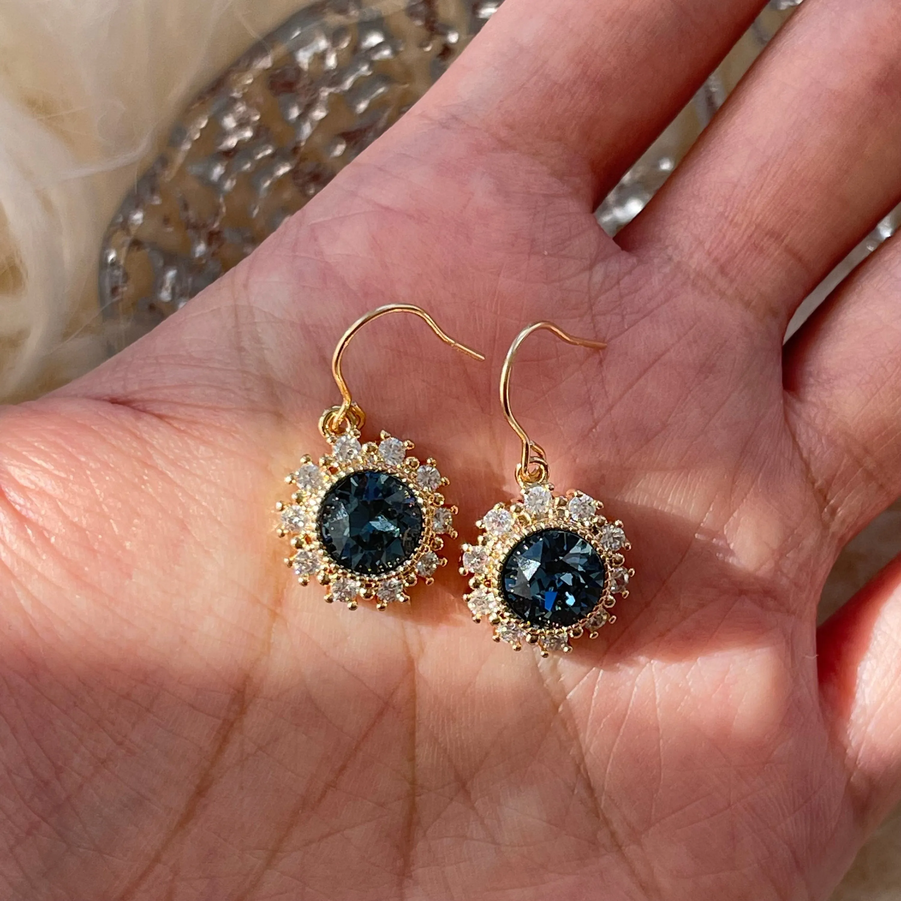 Luxury Sapphire Blue Gemstone Drop Earrings