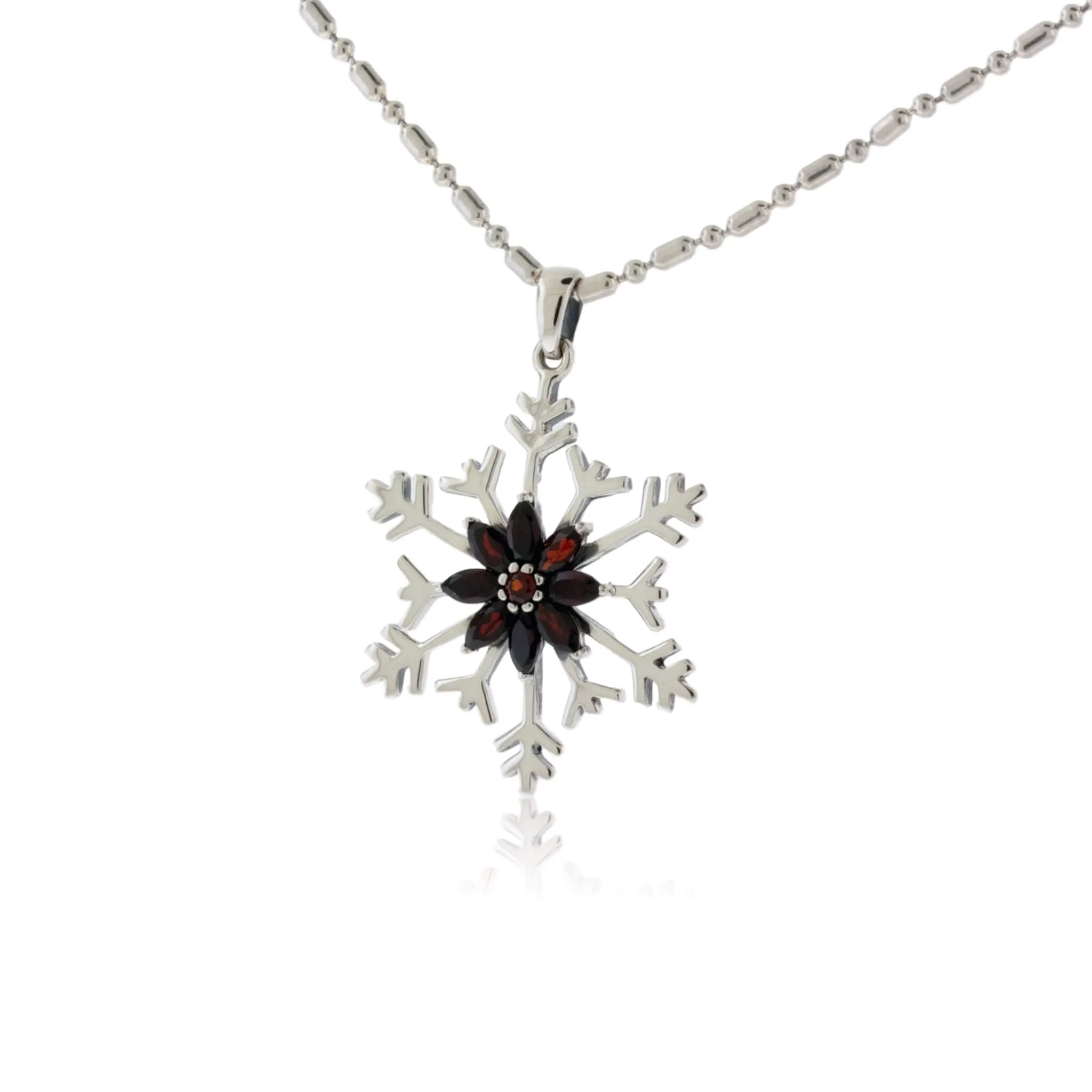Marquise Red Garnet Snowflake Pendant
