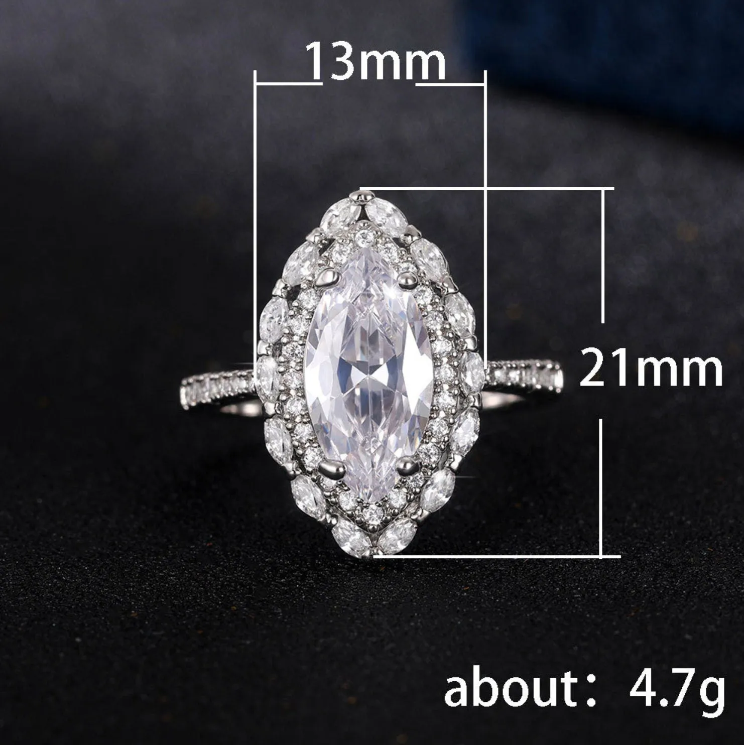 Marquise Wedding Ring | Halo Ring Engagement | Halo for Engagement Ring | Marquise Ring | Promise Ring | Engagement Ring | Halo Wedding Ring