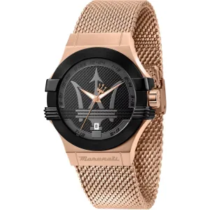 Maserati Potenza Gold Mesh Braselet Black Dial Quartz Watch for Gents - R8853108009