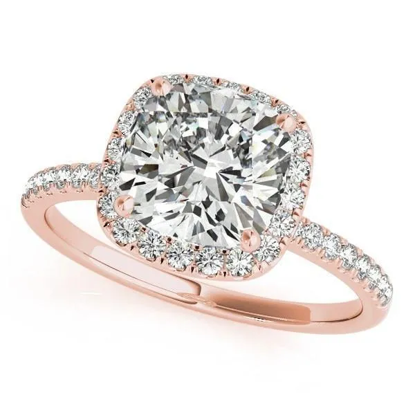 Mattie Cushion Moissanite Diamond Halo Micro Pave Engagement Ring