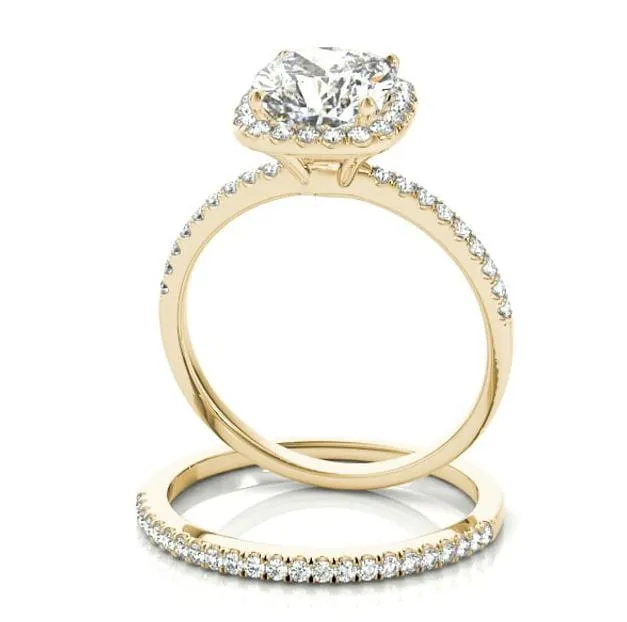 Mattie Cushion Moissanite Diamond Halo Micro Pave Engagement Ring