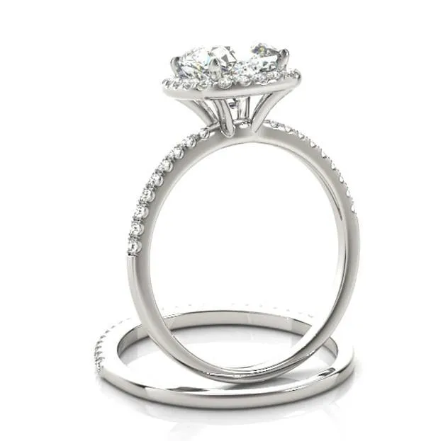 Mattie Cushion Moissanite Diamond Halo Micro Pave Engagement Ring
