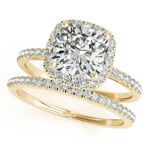 Mattie Cushion Moissanite Diamond Halo Micro Pave Engagement Ring