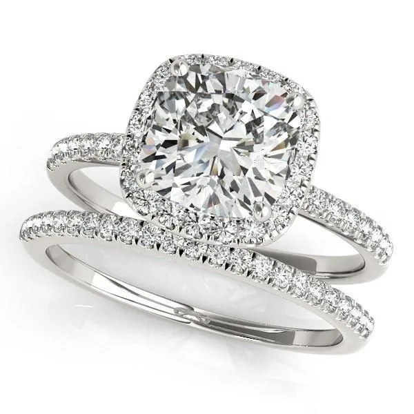 Mattie Cushion Moissanite Diamond Halo Micro Pave Engagement Ring