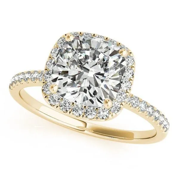 Mattie Cushion Moissanite Diamond Halo Micro Pave Engagement Ring