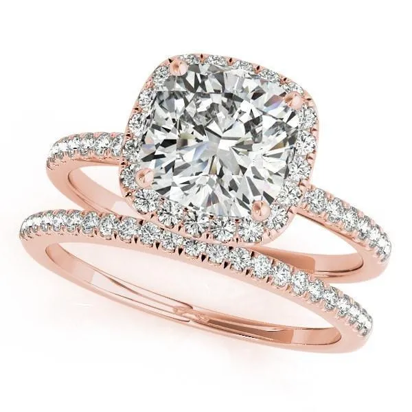 Mattie Cushion Moissanite Diamond Halo Micro Pave Engagement Ring