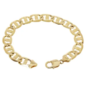 Men's 10k Yellow Gold Concave Mariner Gucci Chain Bracelet 11 mm Various Lengths