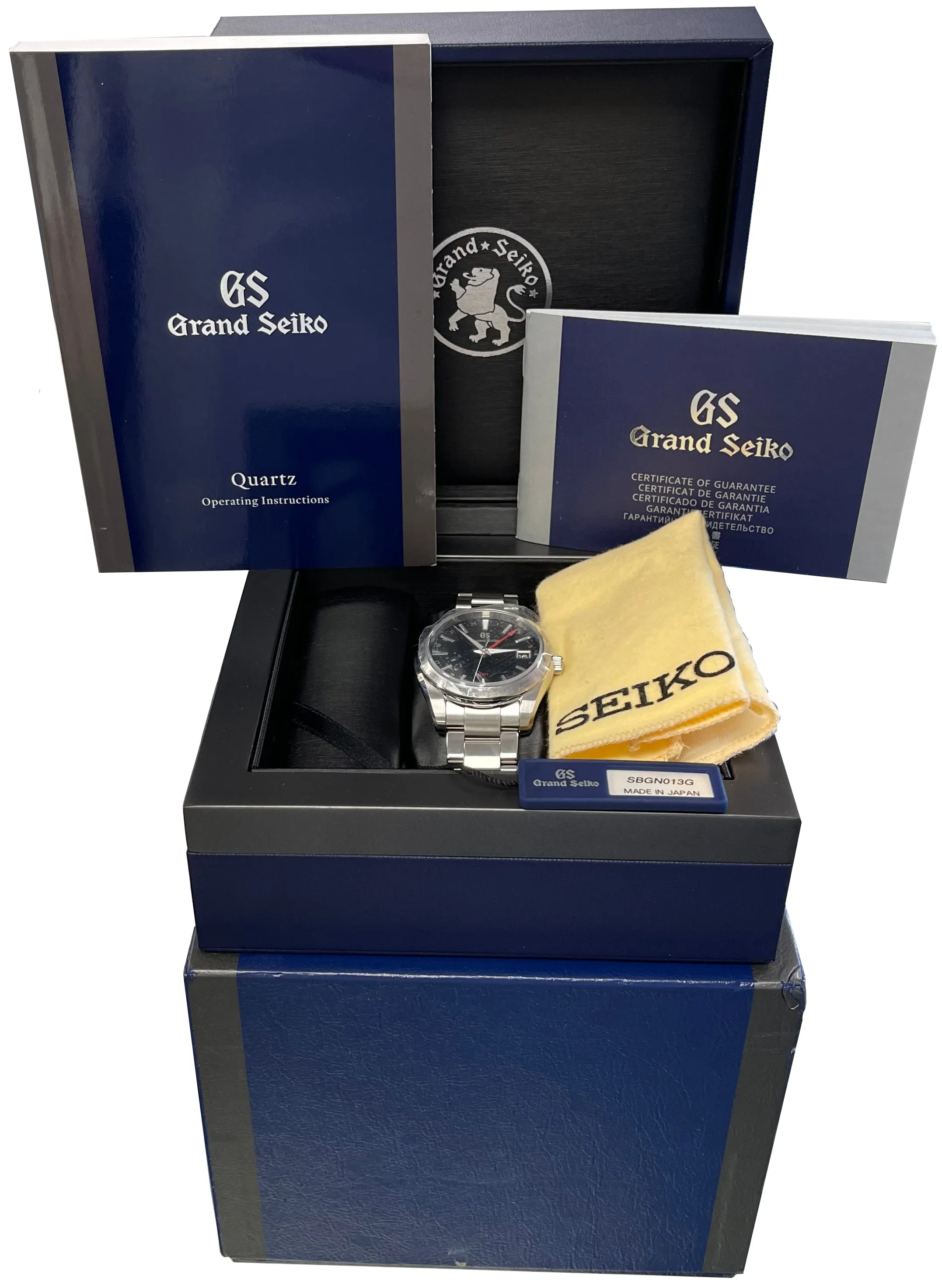 Men's BRAND NEW Grand Seiko GS 40mm GMT Stainless Steel Quartz SBGN013 Watch