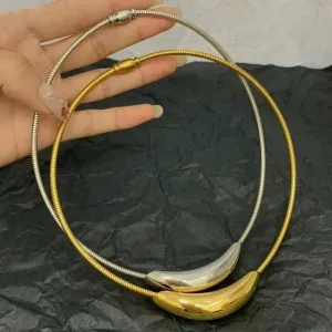 Metallic Stainless Steel Silver Plated Gold Color Choker Necklace For Women Girl Gift