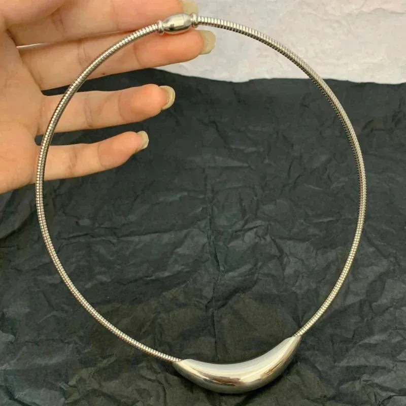 Metallic Stainless Steel Silver Plated Gold Color Choker Necklace For Women Girl Gift