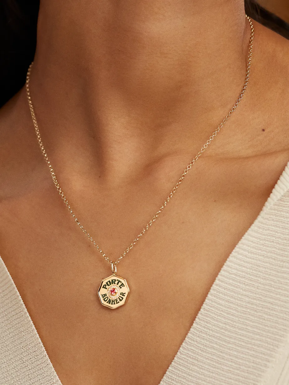 Mini Diamond Halo Porte Bonheur Charm Garnet