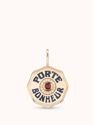 Mini Diamond Halo Porte Bonheur Charm Garnet