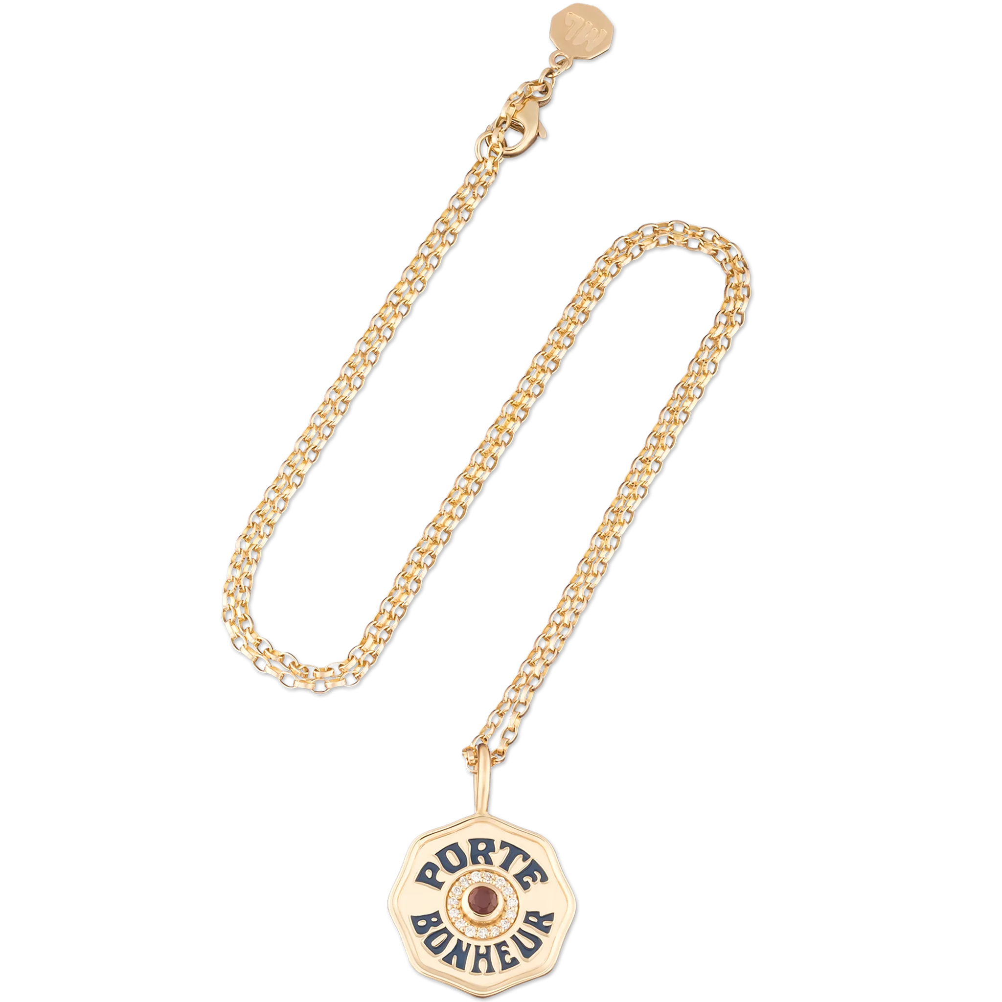 Mini Diamond Halo Porte Bonheur Garnet
