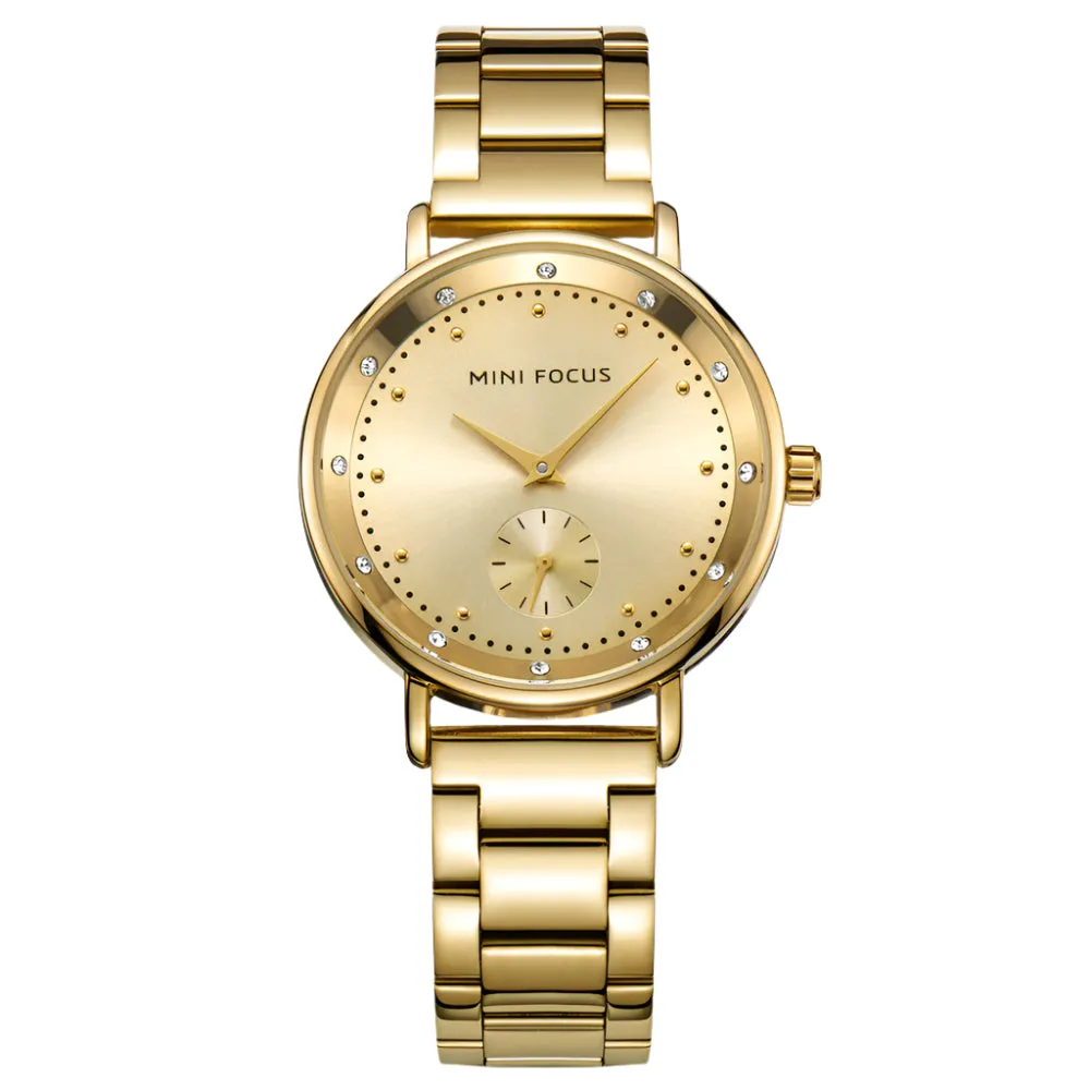 Mini Focus Gold Stainless Steel Gold Dial Quartz Watch for Ladies - MF0037L-01