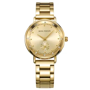 Mini Focus Gold Stainless Steel Gold Dial Quartz Watch for Ladies - MF0037L-01