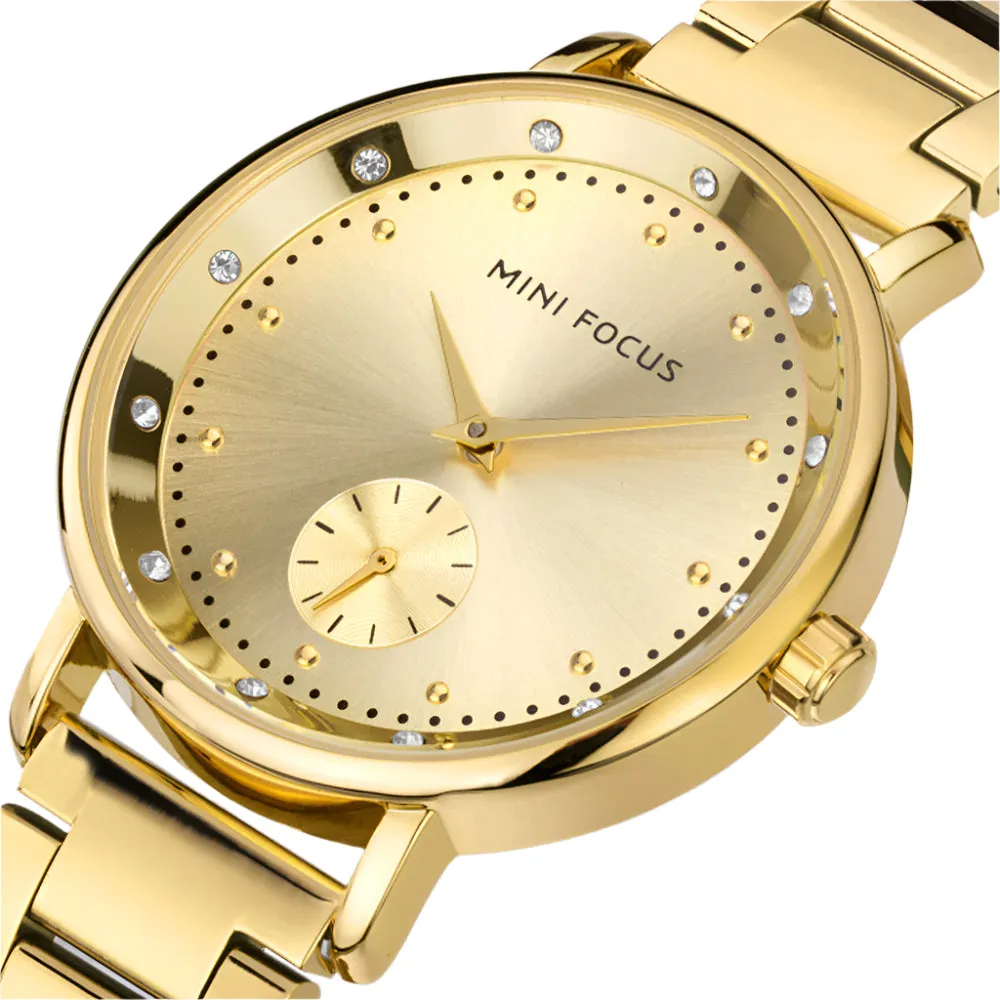 Mini Focus Gold Stainless Steel Gold Dial Quartz Watch for Ladies - MF0037L-01