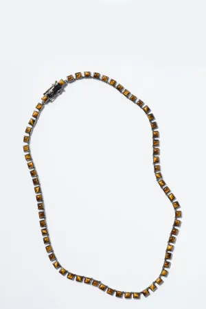 Mini Tile Rivière Necklace - Tiger's Eye