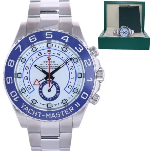 MINT 2017 Rolex Yacht-Master II 44mm Steel White Blue Ceramic 116680 Watch Box