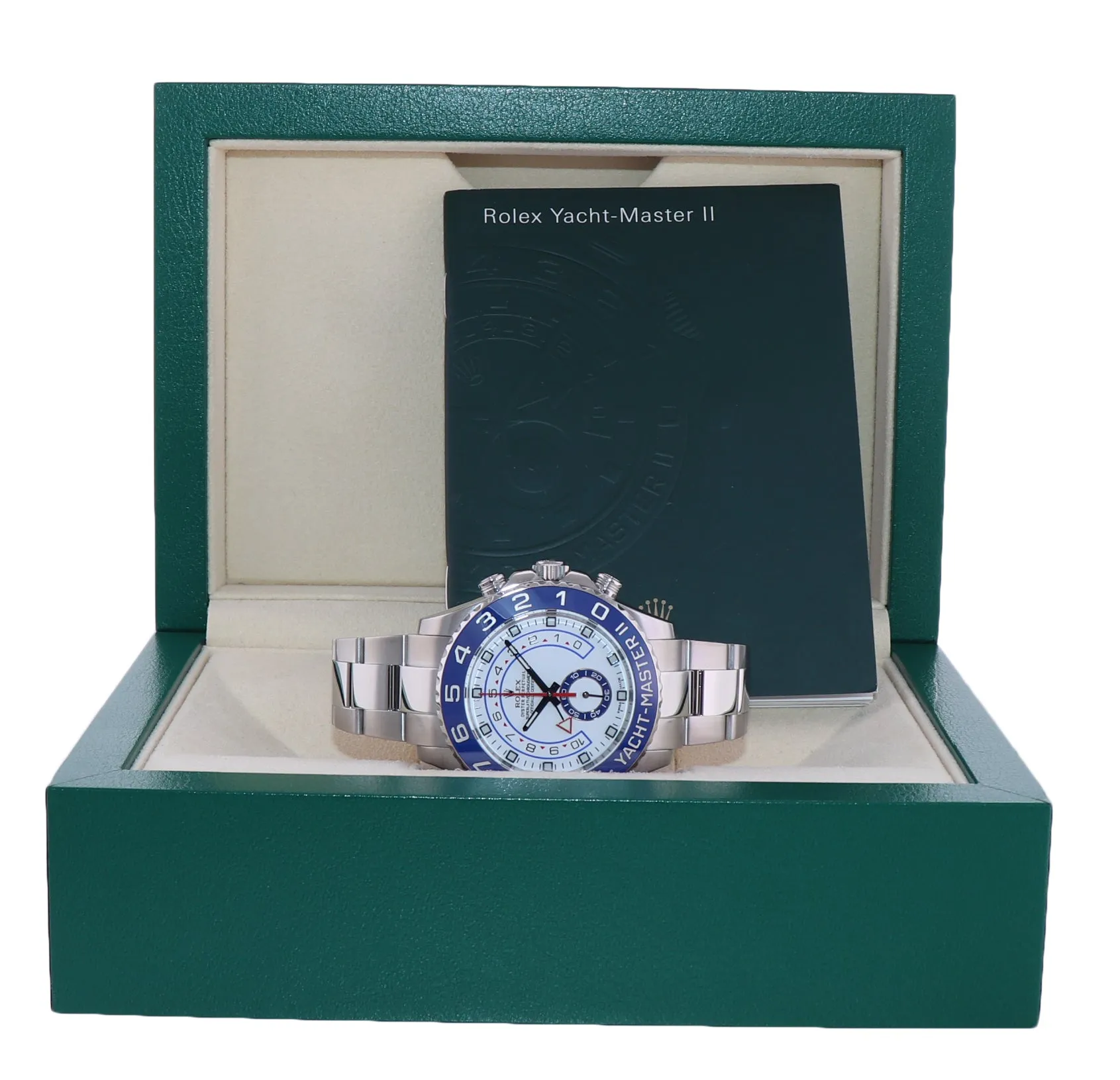 MINT 2017 Rolex Yacht-Master II 44mm Steel White Blue Ceramic 116680 Watch Box