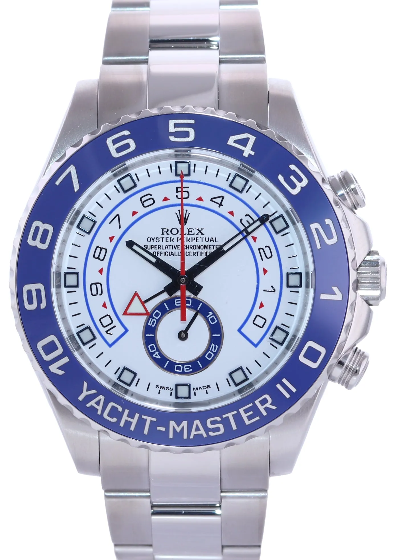 MINT 2017 Rolex Yacht-Master II 44mm Steel White Blue Ceramic 116680 Watch Box