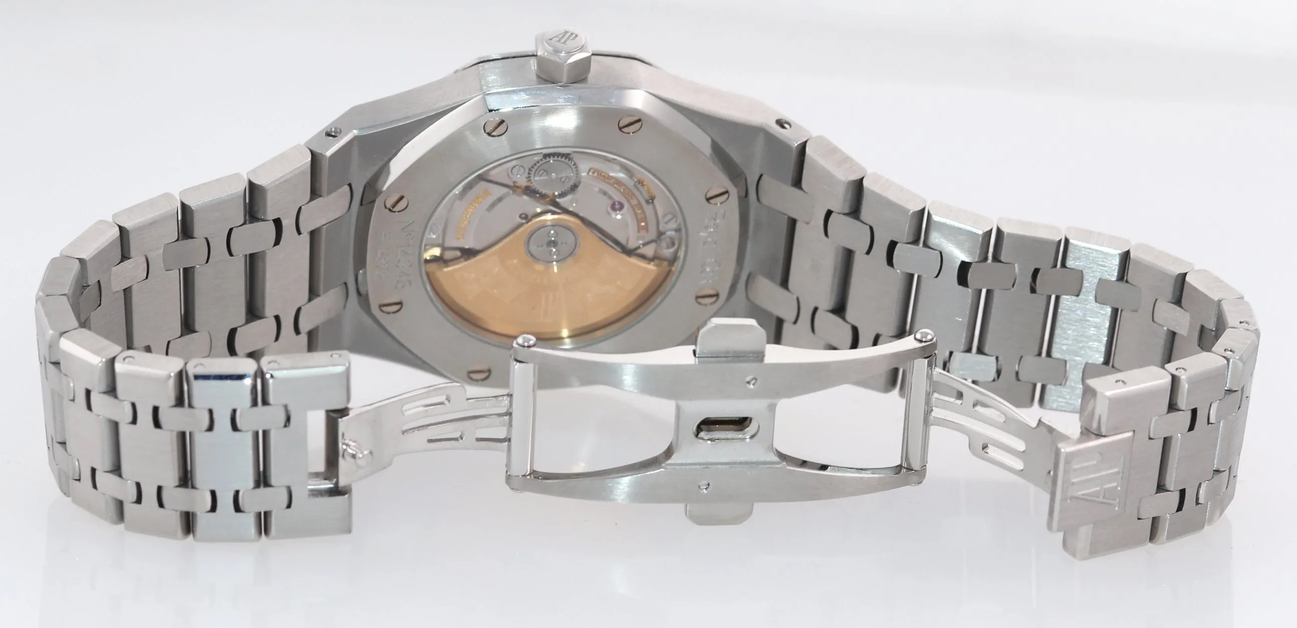 MINT Audemars Piguet Royal Oak Black Stick Dial 39mm Steel 15300 Date Watch Box
