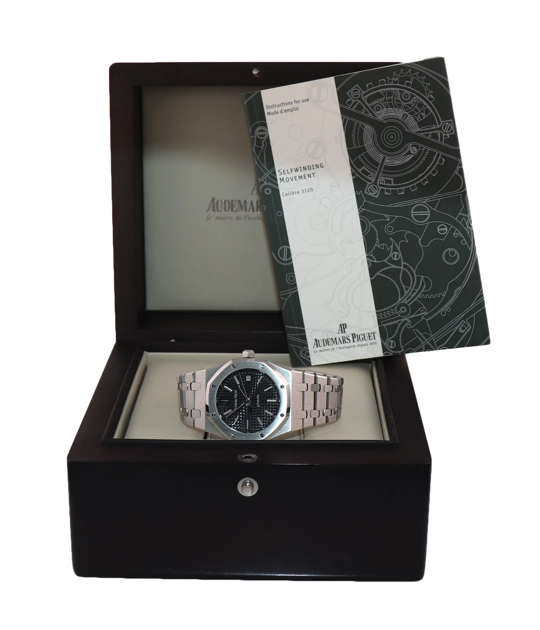MINT Audemars Piguet Royal Oak Black Stick Dial 39mm Steel 15300 Date Watch Box