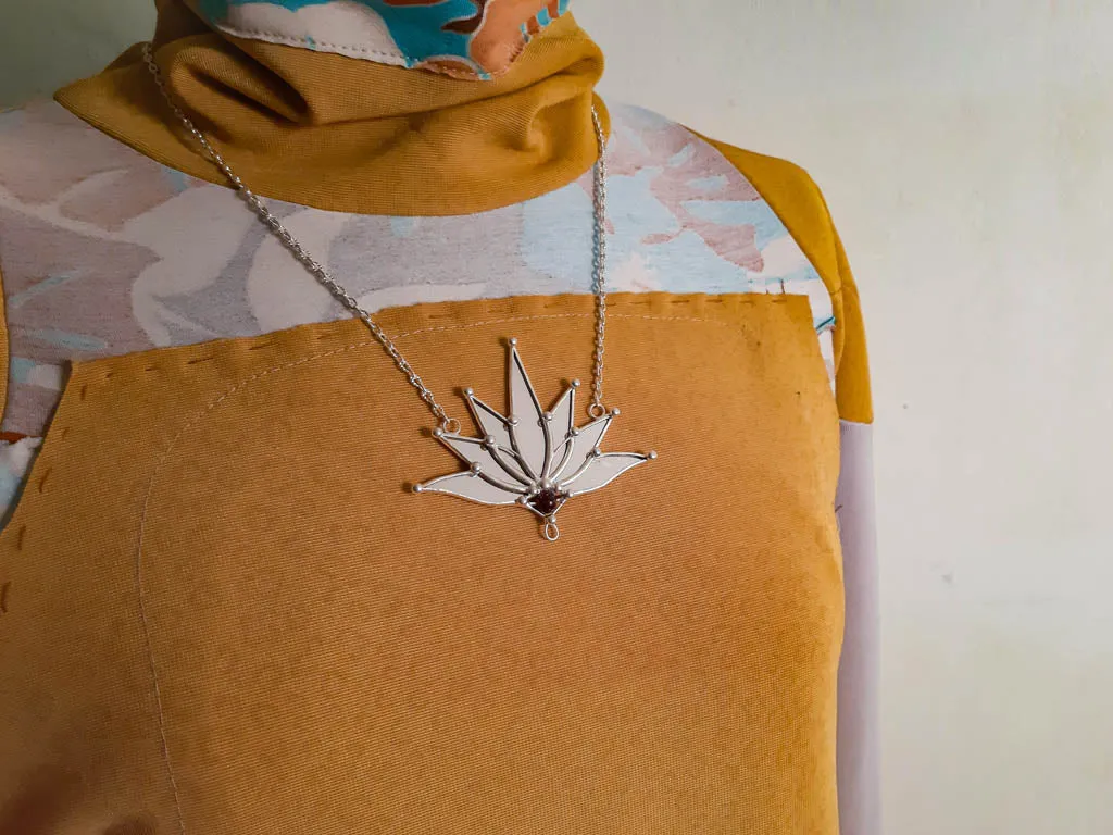 Mirror Lotus with Garnet Stone