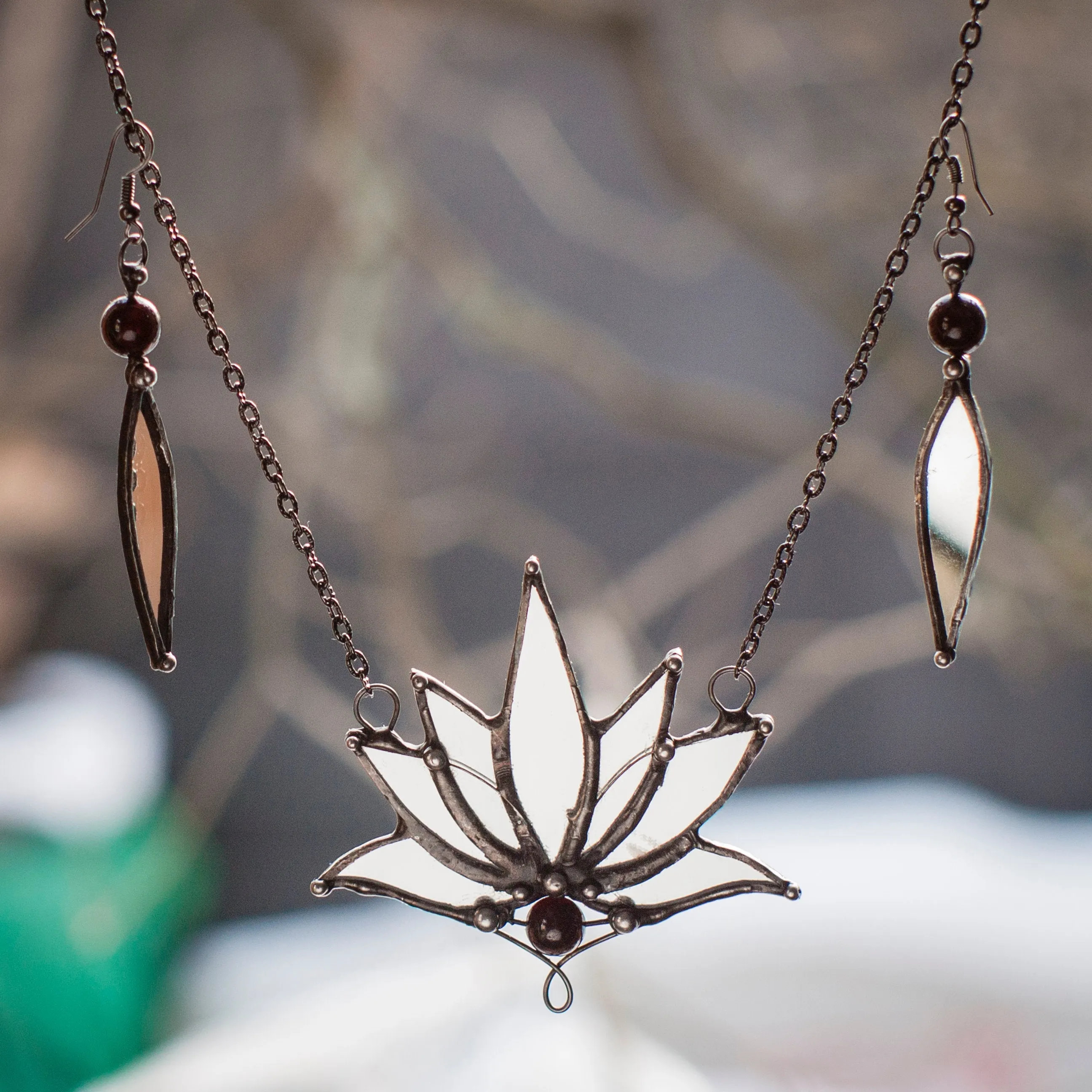 Mirror Lotus with Garnet Stone