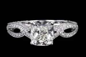 Modern 18K White Gold 1.71 Carat Cushion Cut Diamond Engagement Ring GIA Certified