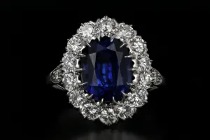 Modern Platinum 4.09 Carat Natural Madagascar Royal Blue Sapphire and Diamond Ring GIA Certified