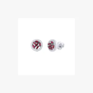 Modern White Gold Ruby Stud Earrings