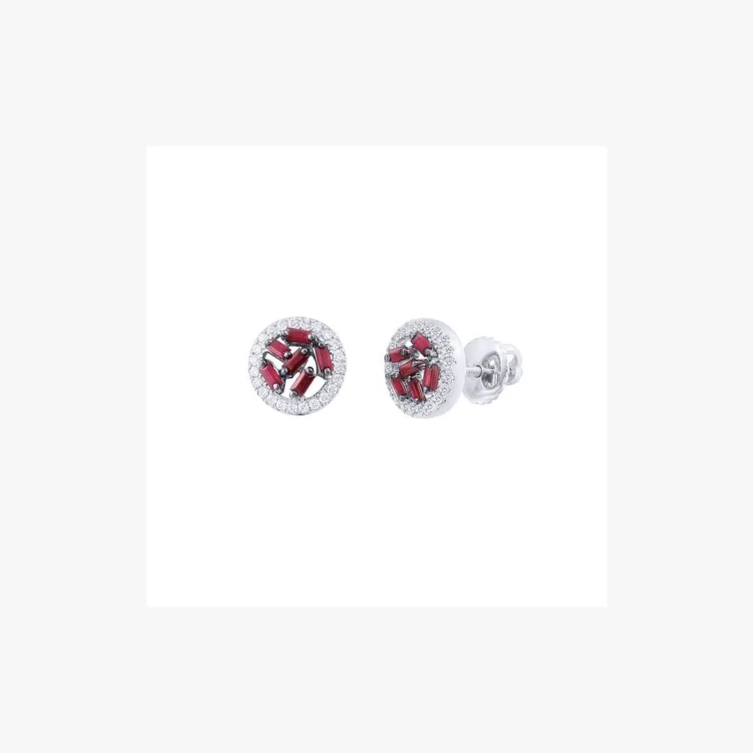 Modern White Gold Ruby Stud Earrings