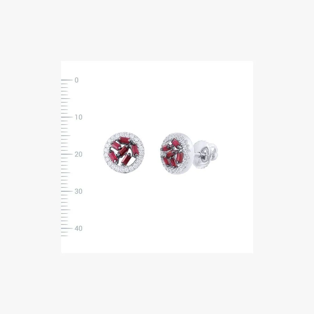 Modern White Gold Ruby Stud Earrings