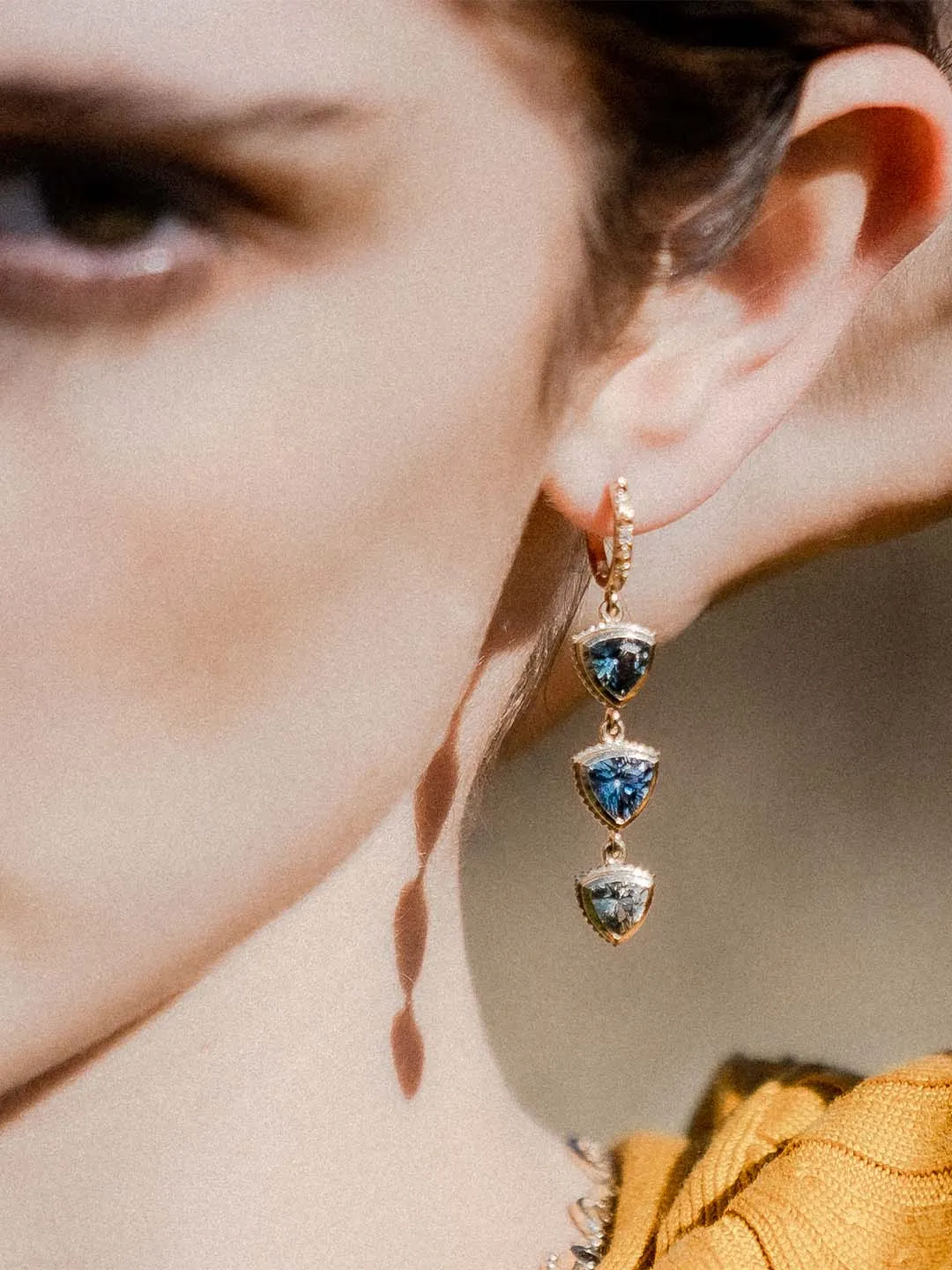 Montana Sapphire Trillion Drop Earring