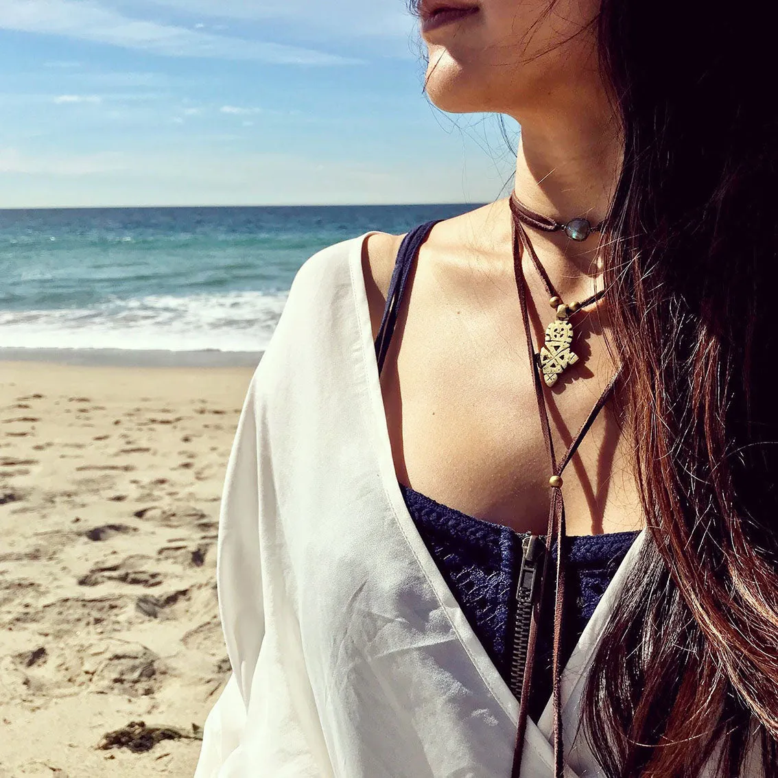 Moon Oasis Leather Choker