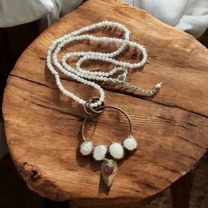 Moonstone & Garnet Copper Electroform Pendant Necklace