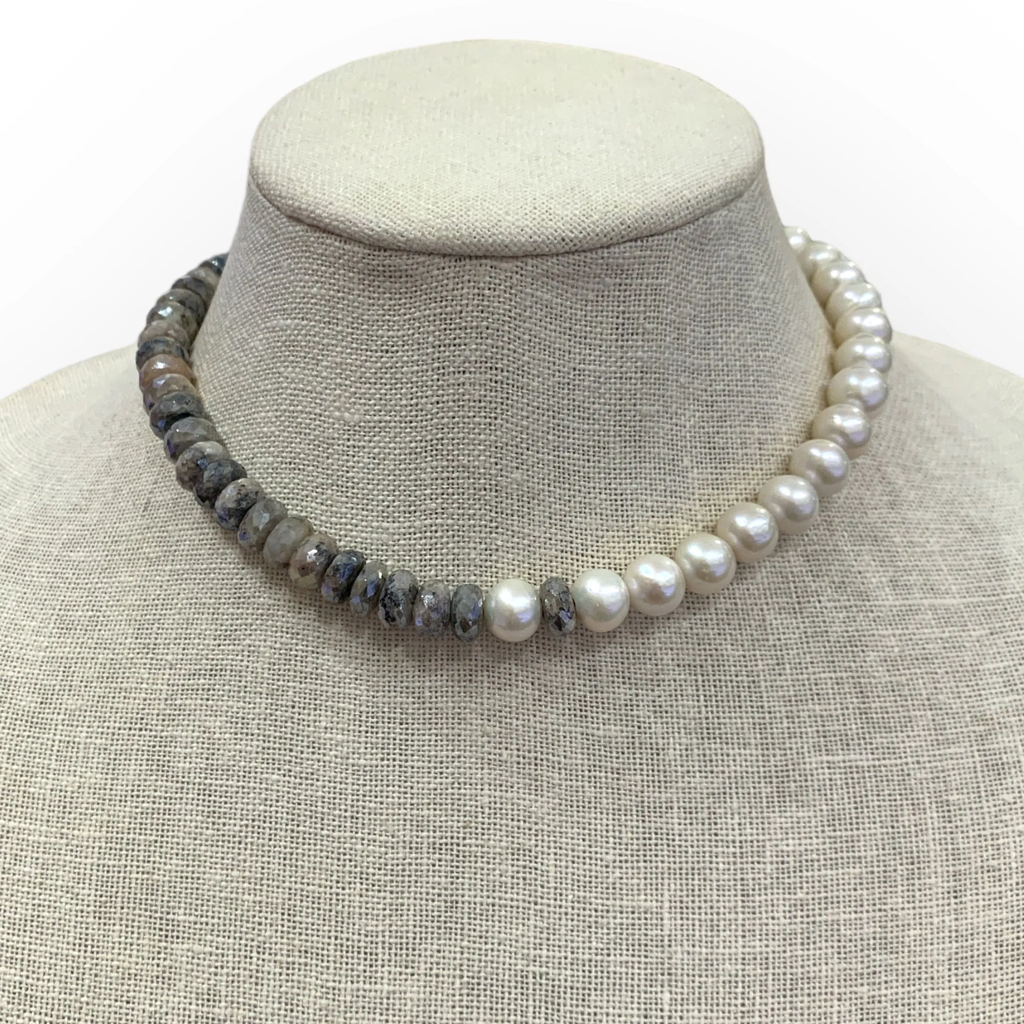 Moonstone w/ Freshwater Pearls Choker