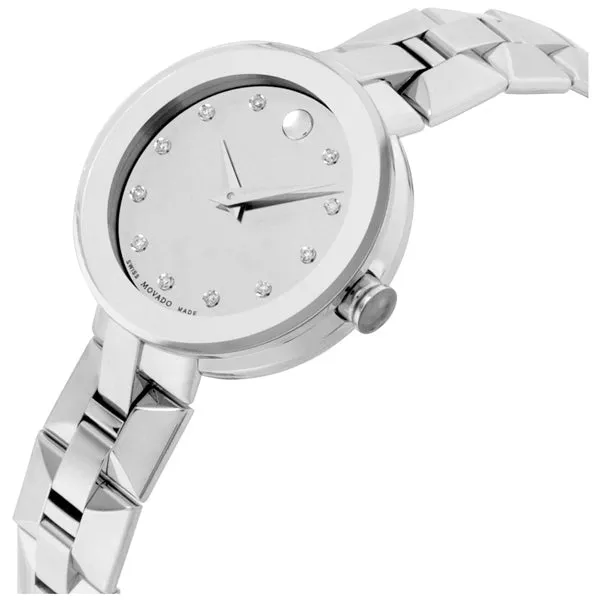 Movado Diamonds Gold Stainless Steel Gold Dial Quartz Watch for Ladies - 606817
