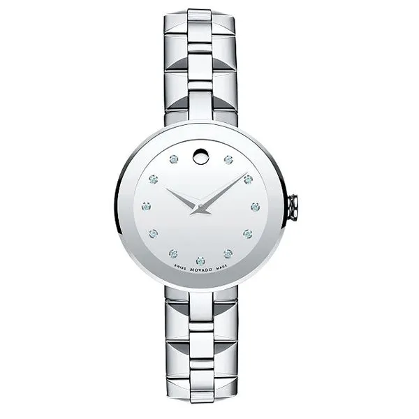 Movado Diamonds Gold Stainless Steel Gold Dial Quartz Watch for Ladies - 606817