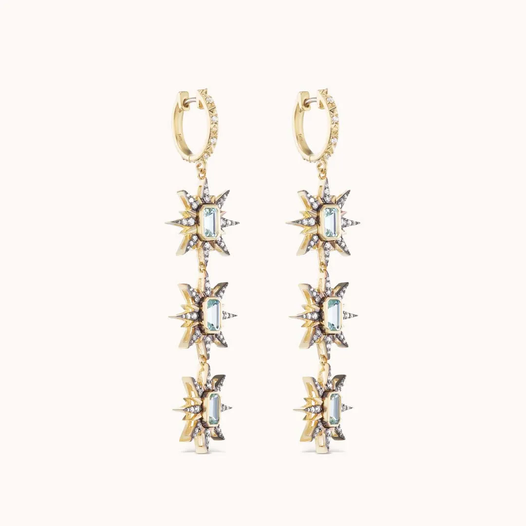 Multi Starburst Earrings Aquamarine