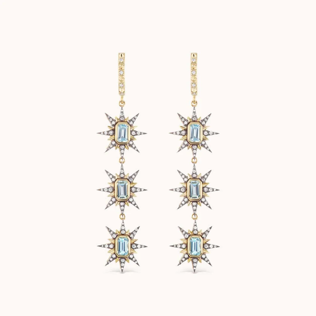 Multi Starburst Earrings Aquamarine