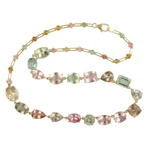 Multicolor Tourmaline Gemstone In Yellow Gold Choker Necklace Wedding Gifts