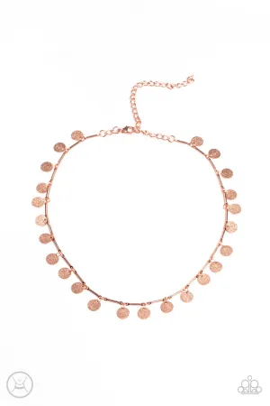 Musically Minimalist Copper Paparazzi Choker Necklace