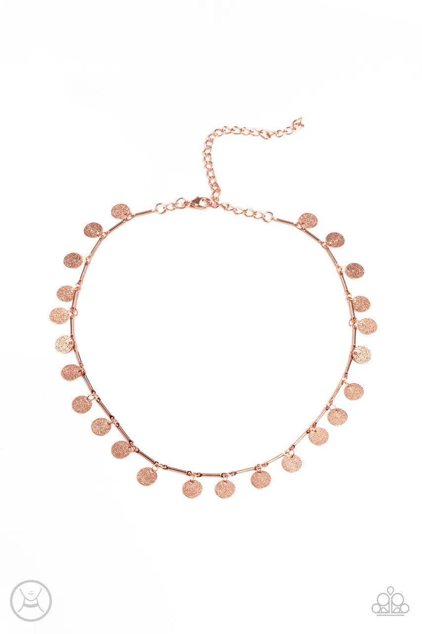 Musically Minimalist Copper Paparazzi Choker Necklace