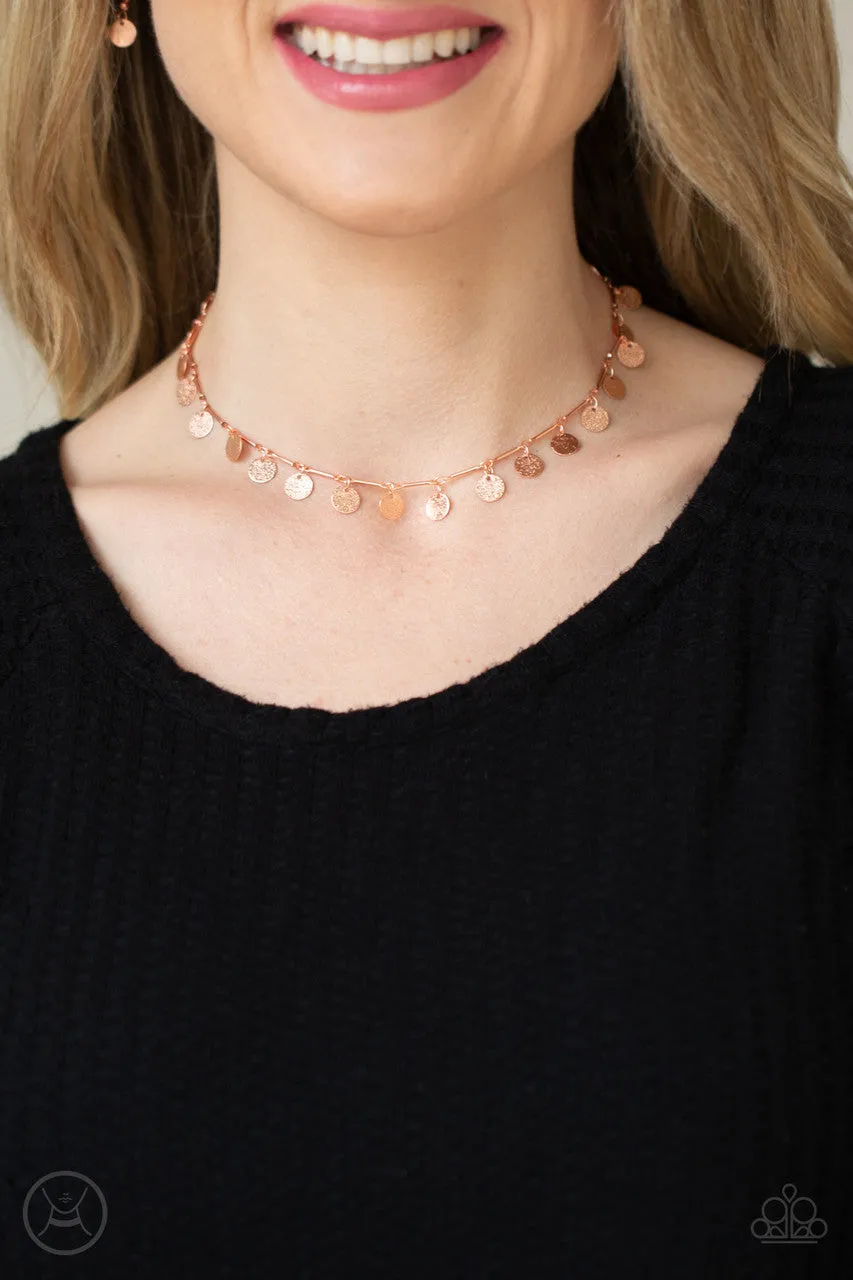 Musically Minimalist Copper Paparazzi Choker Necklace