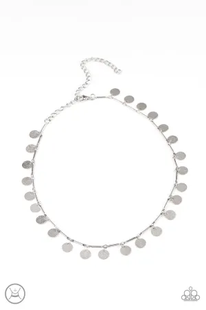 Musically Minimalist Silver Paparazzi Choker Necklace